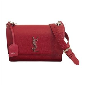 🇫🇷 Saint Laurent Sunset red leather satchel bag